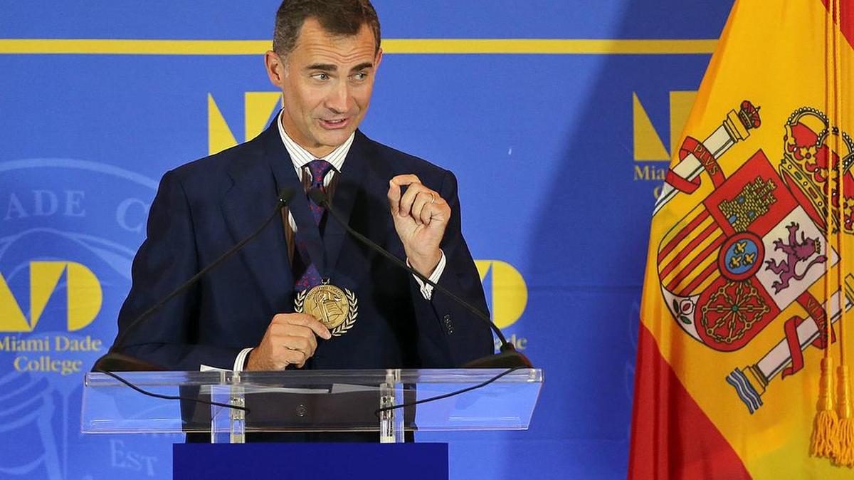 
El rey de España Felipe VI da un discurso el jueves 17 de septiembre en la Torre de la Libertad en downtown Miami.
