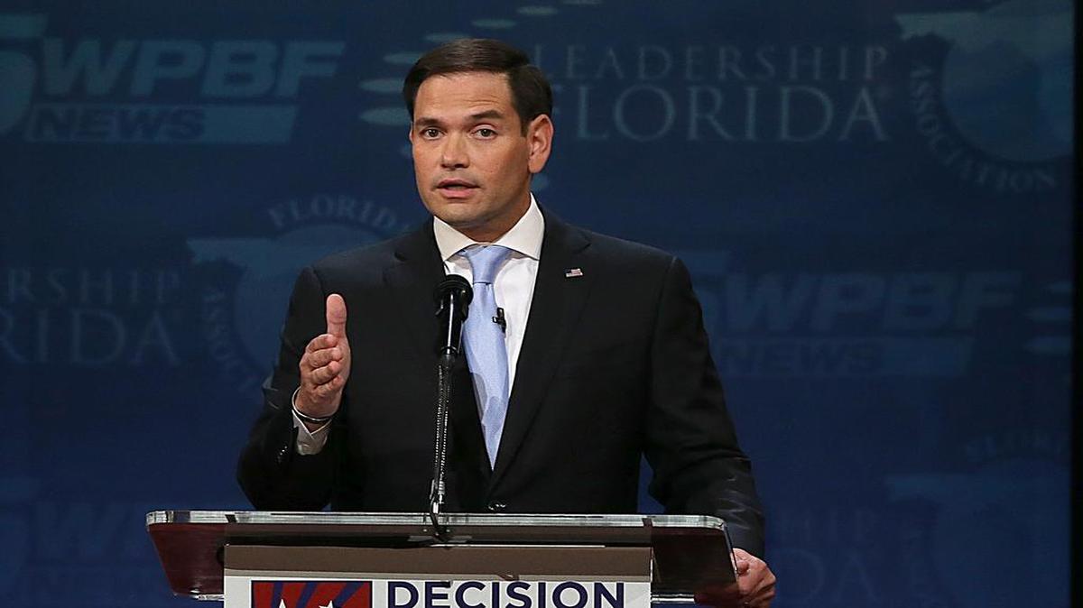 El senador Marco Rubio en un debate de las primarias republicanas.