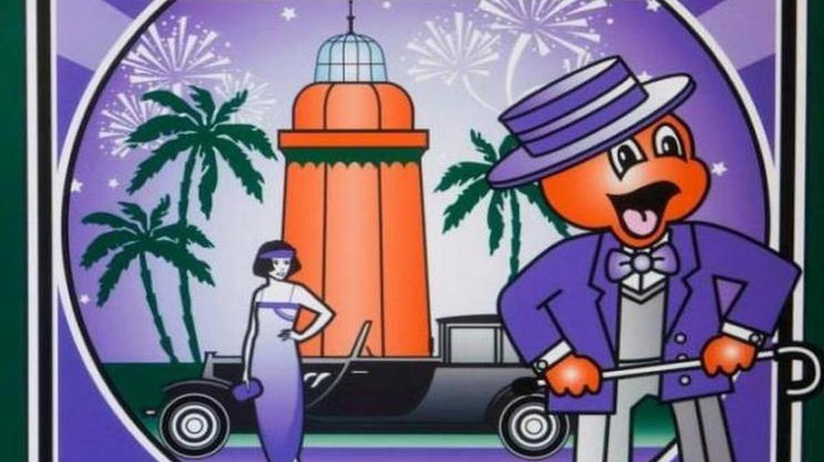 Cartel para el desfile anual del Junior Orange Bowl de Coral Gables.