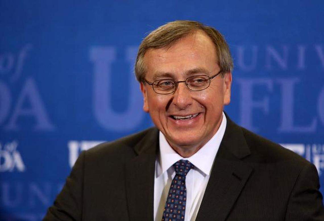 UF President Kent Fuchs, who announced in January that he would be stepping down as president. He became UF’s 12th president in January 2015.