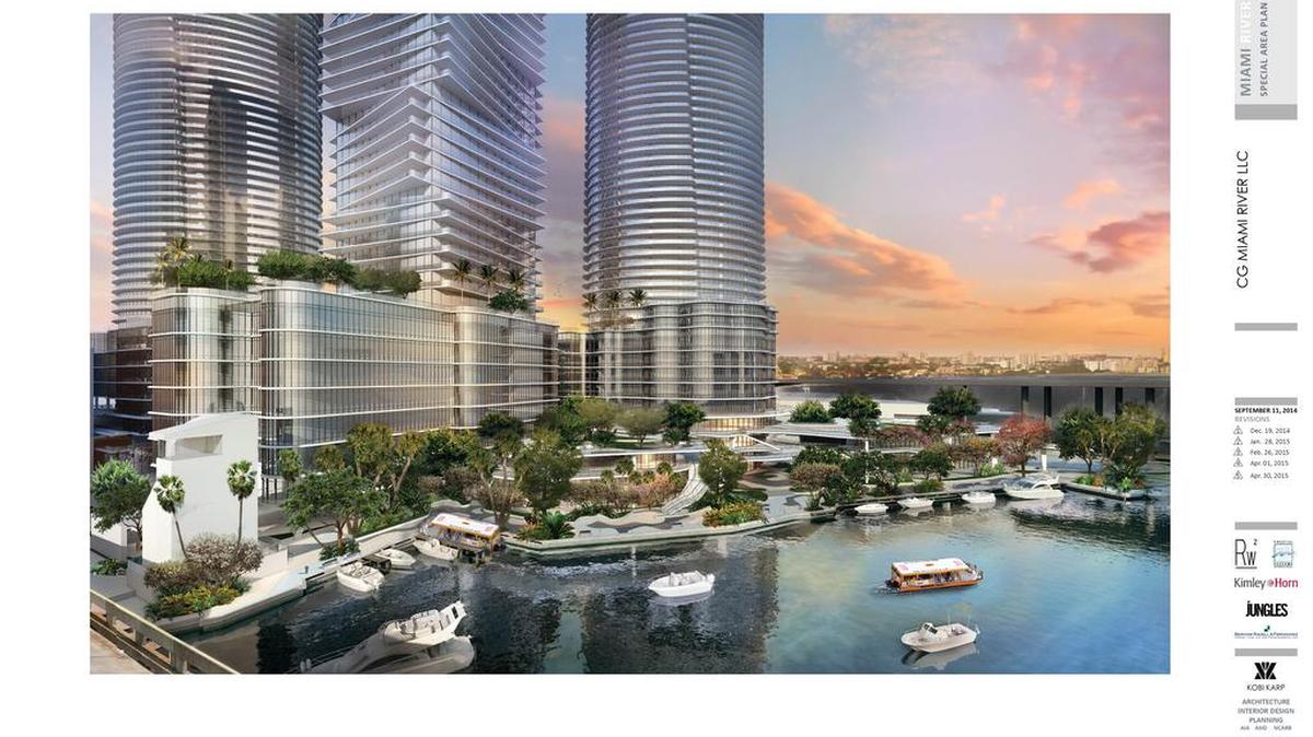 Boceto del proyecto del Río Miami, que se diseñó teniendo en cuenta las opiniones de la Comisión del Río Miami para incluir el río y “ser inclusivo” en vez de exclusivo, dijo el arquitecto de Miami Kobi Karp.