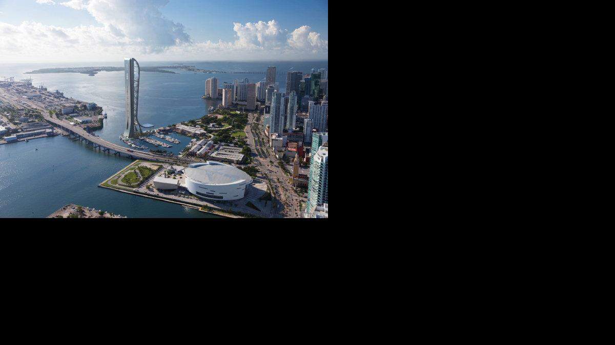
Boceto de la torre de observación SkyRise Miami, que sería construida en el Bayside Marketplace, en el downtown de la ciudad.
