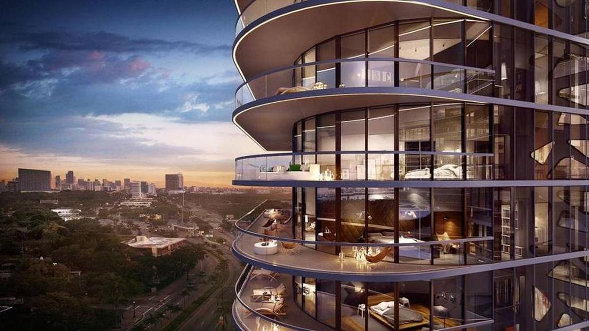 Boceto de la torre de condominios de lujo que se construye en 5700 Biscayne Blvd. en Miami.