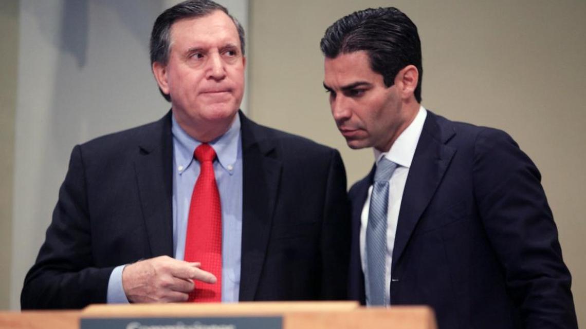Miami Commissioner Joe Carollo, left, and Mayor Francis Suarez, dominate when it comes to fund-raising in the city’s 2021 elections.