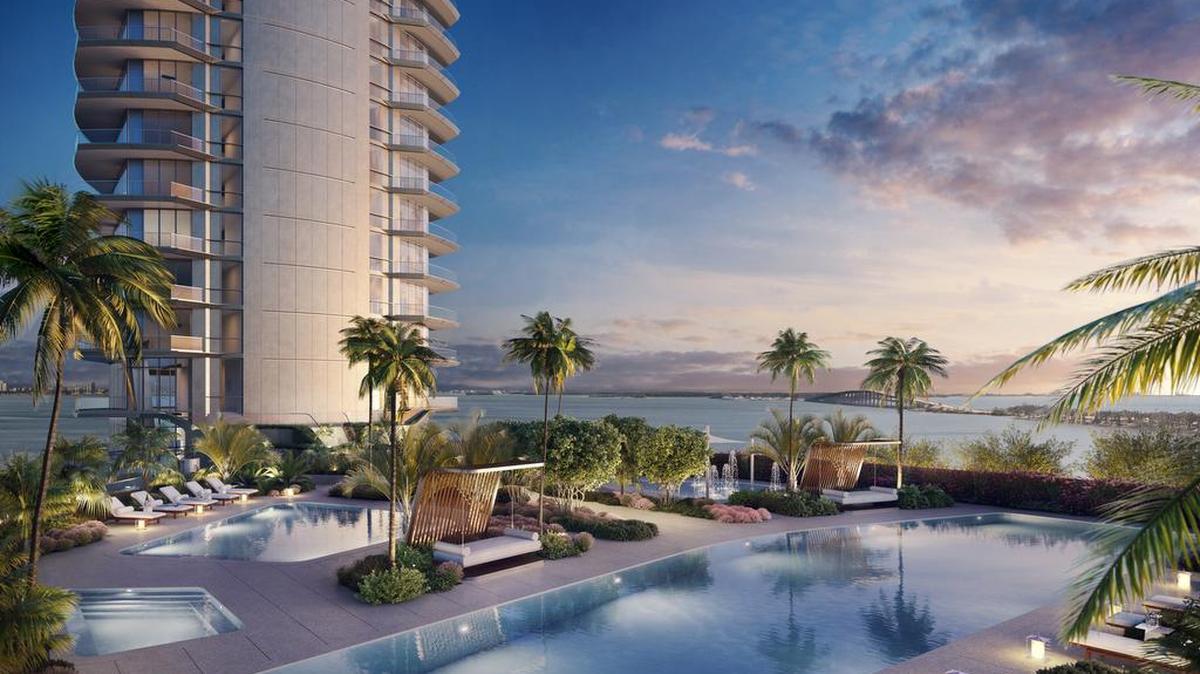 Representación artística de la piscina de la nueva torre de lujo Una, de 47 pisos y que estará en 175 SE 25 Rd. en Brickell.