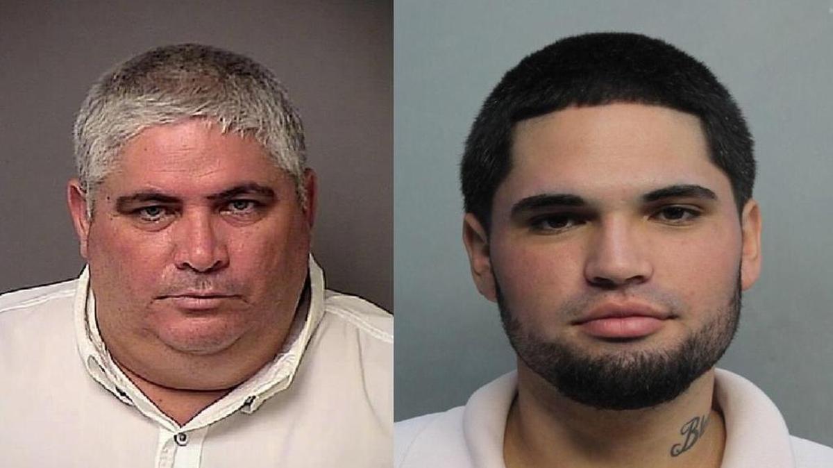 Julio Morales, de 46 años, y su hijo Christian Morales, de 20, arrestados y acusados de robar a turistas en el sur de la Florida
