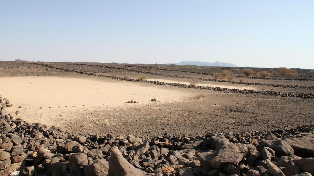 Esta imagen sin fecha publicada por la Universidad de Australia Occidental muestra las misteriosas estructuras antiguas construidas en piedra en lugares no revelados en el desierto de Arabia Saudita.
