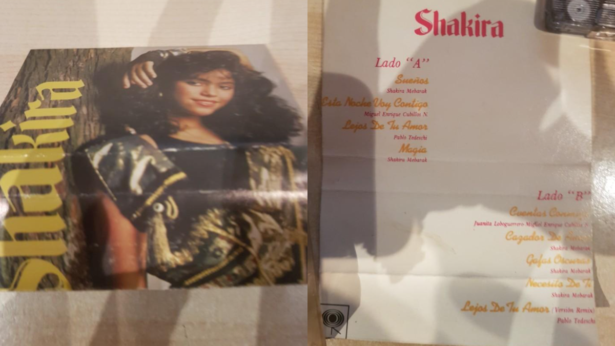 Portada y contenido del casete promocional del primer álbum de Shakira que está siendo subastado en todocoleccion.net