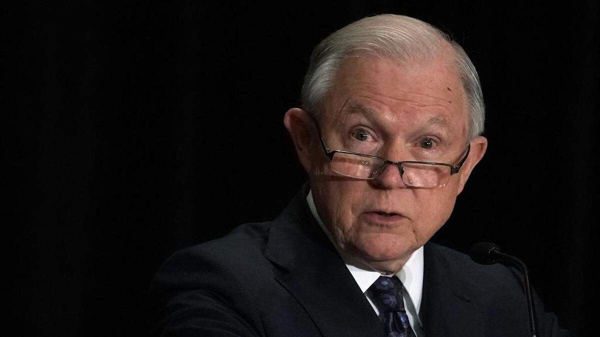 El Fiscal General de Estados Unidos, Jeff Sessions, en su intervención en un evento del Departamento de Justicia el lunes en Virginia. (Alex Wong/Getty Images)