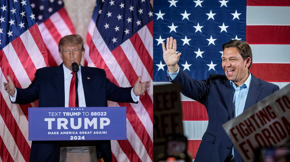 El ex presidente Donald Trump (izquierda) y el gobernador de Florida Ron DeSantis (derecha)