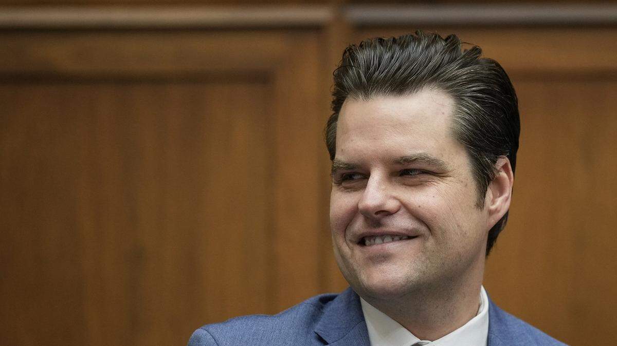 El entonces representante estatal republicano por Florida Matt Gaetz habla en una reunión de negocios en el Capitolio de Washington en febrero del 2023.