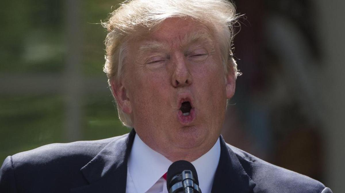 El presidente de EEUU, Donald Trump, pronuncia un discurso el jueves 1 de junio de 2017, en la Casa Blanca, Washington.