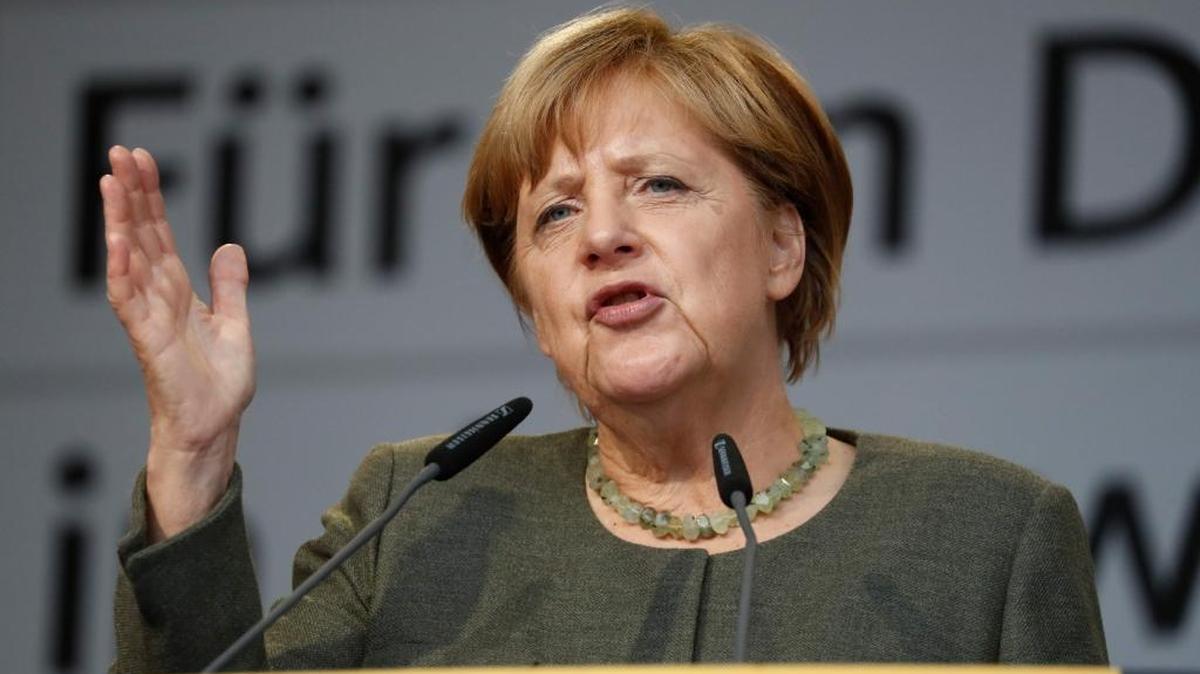 La canciller alemana Angela Merkel en un evento de campaña en el norte de Alemania, el 20 de septiembre.
