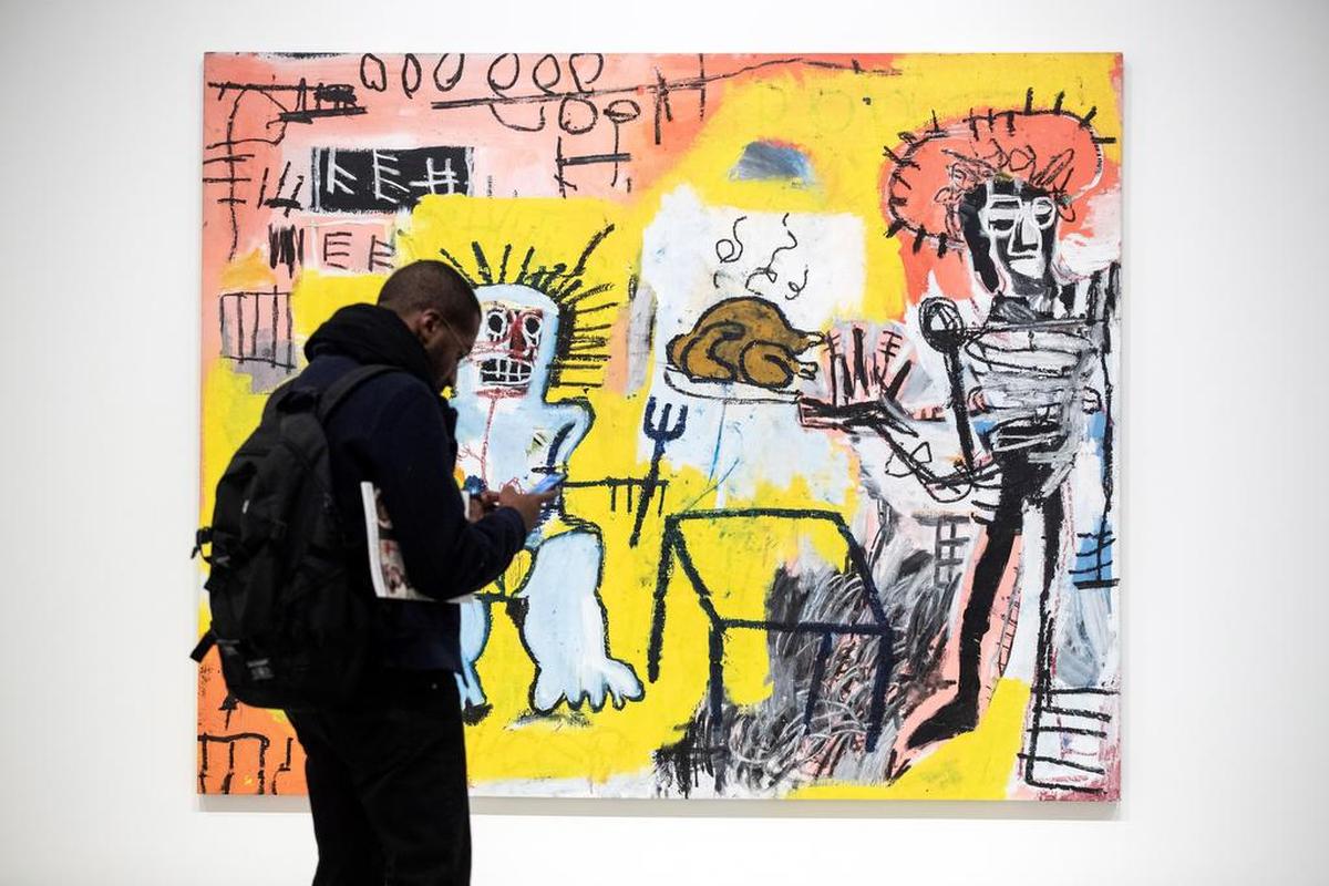 Exposición 'Florencia' del artista estadounidense Jean-Michel Basquiat durante su inauguración en la Louis Vuitton Foundation, en París, el 2 de octubre de 2018.