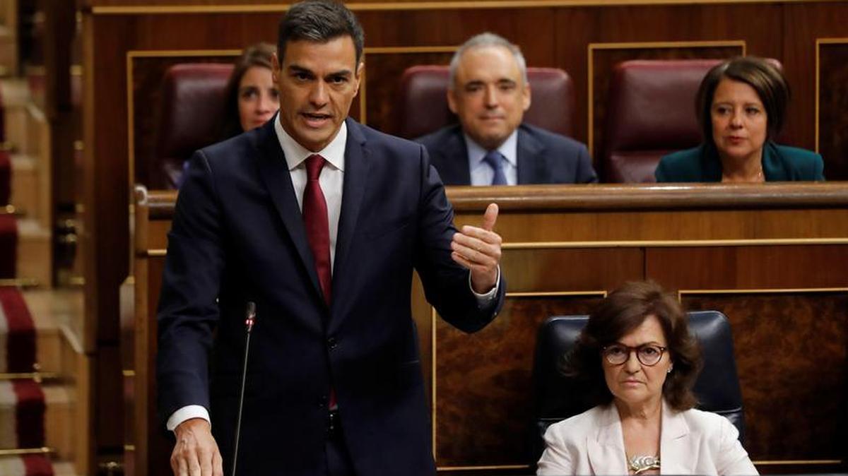 El presidente del Gobierno, Pedro Sánchez, interviene en la sesión de control al Gobierno en el Congreso.