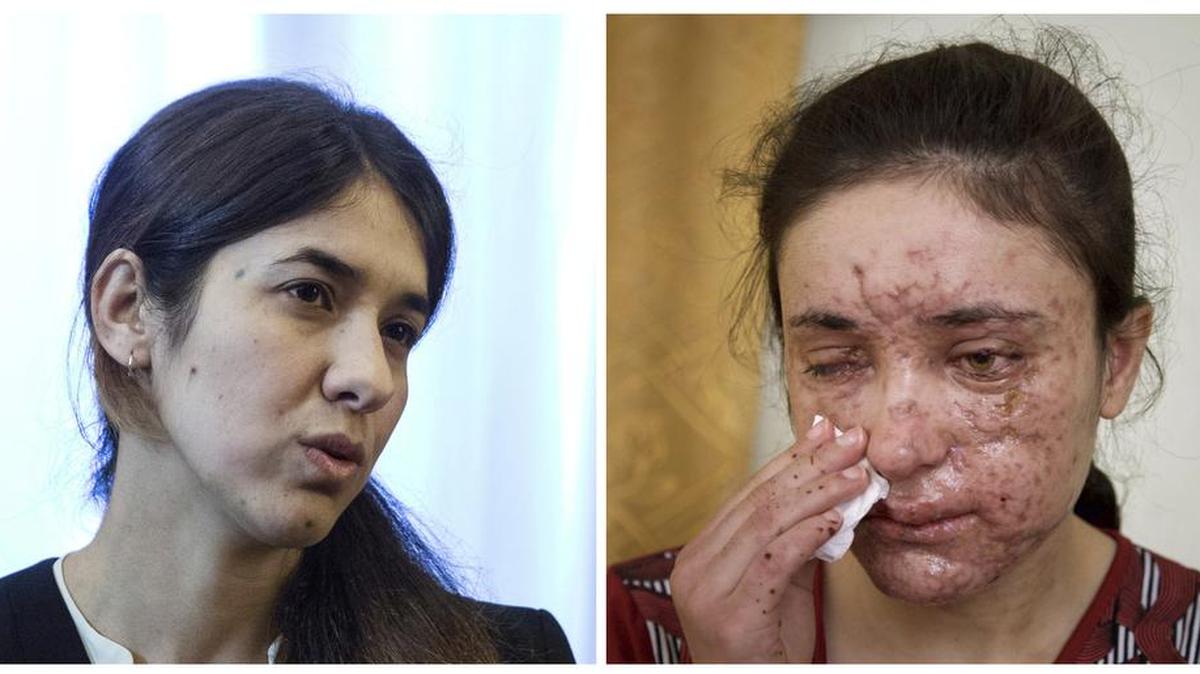 Nadia Murad (izq.) y Lamiya Aji Bashar recibieron el jueves el premio Sájarov que concede el Parlamento Europeo a la libertad de conciencia. Las jóvenes pertenecientes a la minoría religiosa yazidí fueron víctimas del genocidio terrorista del Estado Islámico.