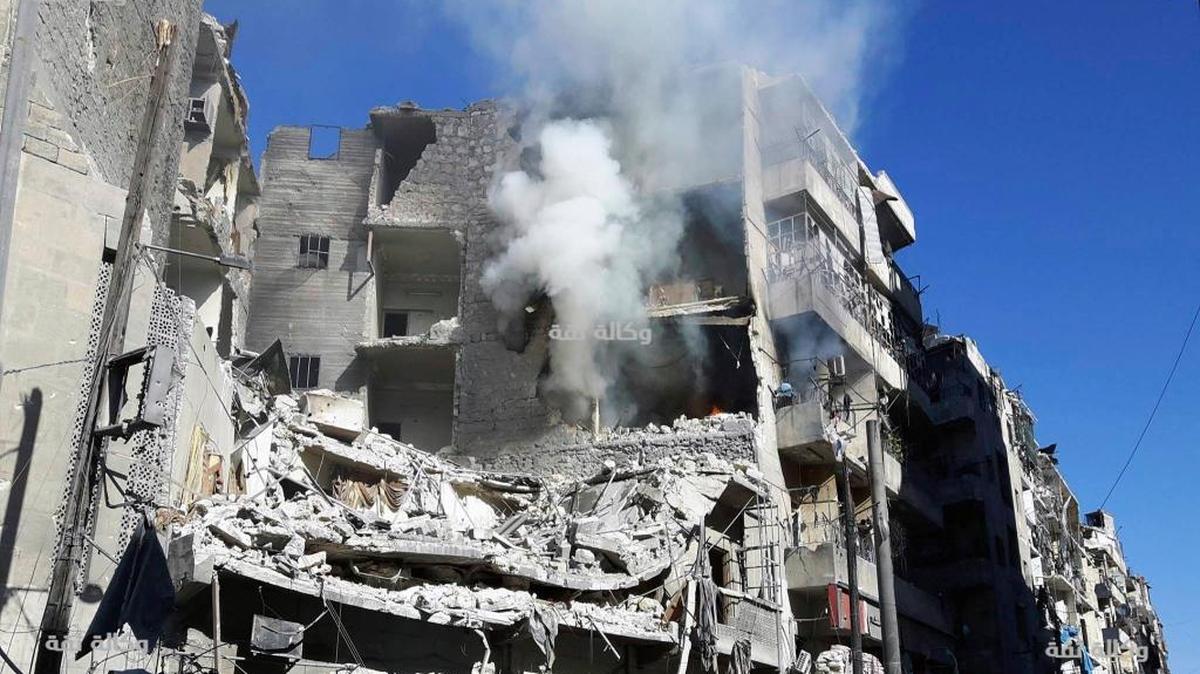El vecindario de Al-Shaar quedó destruido el viernes después de un intenso bombardeo.