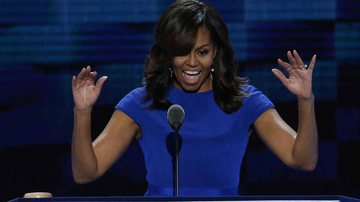 La primera dama de Estados Unidos, Michelle Obama, habla durante la primera jornada de la Convención Nacional Demócrata 2016 este 25 de julio de 2016