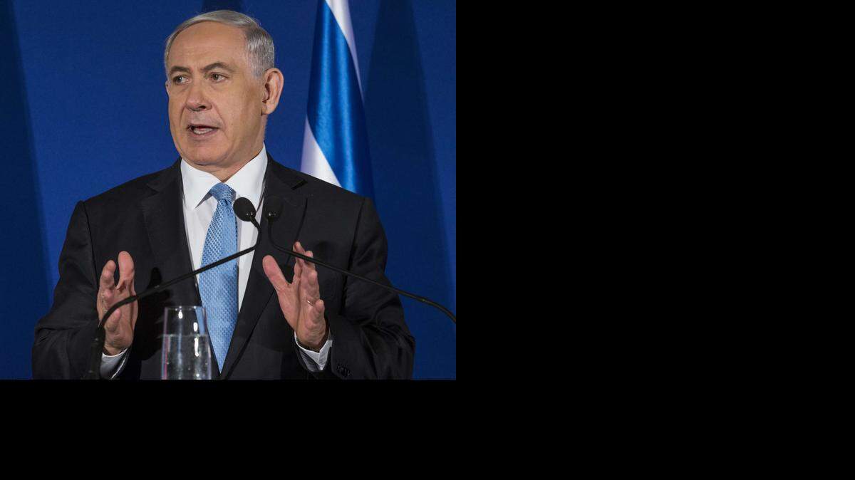 
El primer ministro de Israel Benjamin Netanyahu durante una conferencia de prensa en Jerusalén.



