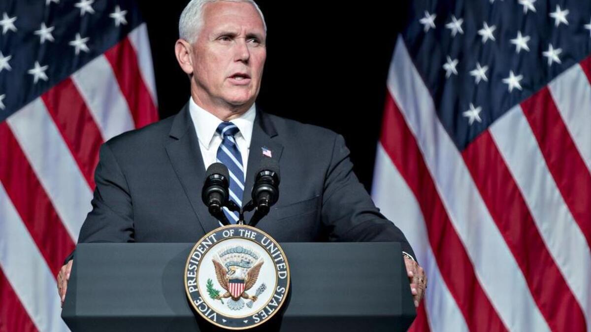 El vicepresidente Mike Pence en el Pentágono el 9 de agosto de 2018.