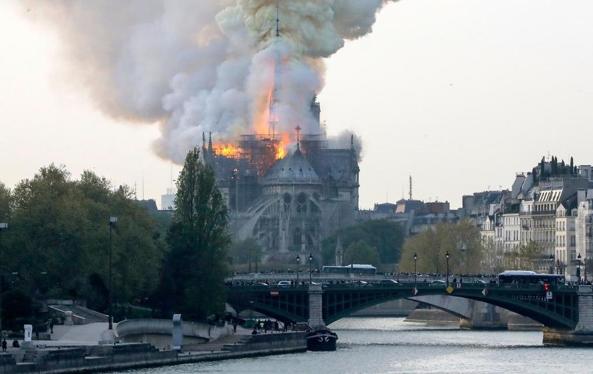 Smokes ascended as flames rose during a fire at the landmark Notre Dame Cathedral in central Paris on April 15, 2019 afternoon, potentially involving renovation works being carried out at the site, the fire service said.