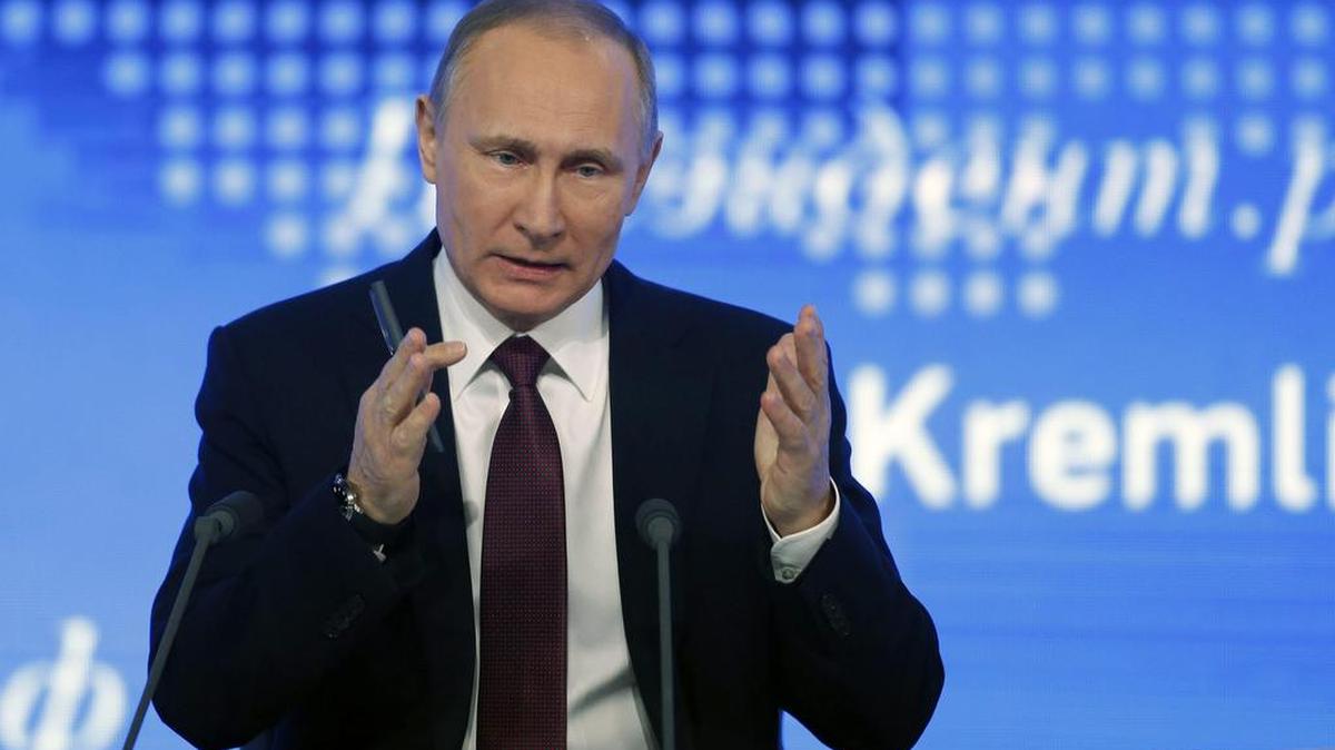 El presidente ruso, Vladímir Putin, interviene durante su rueda de prensa anual en Moscú (Rusia), el 23 de diciembre de 2016.