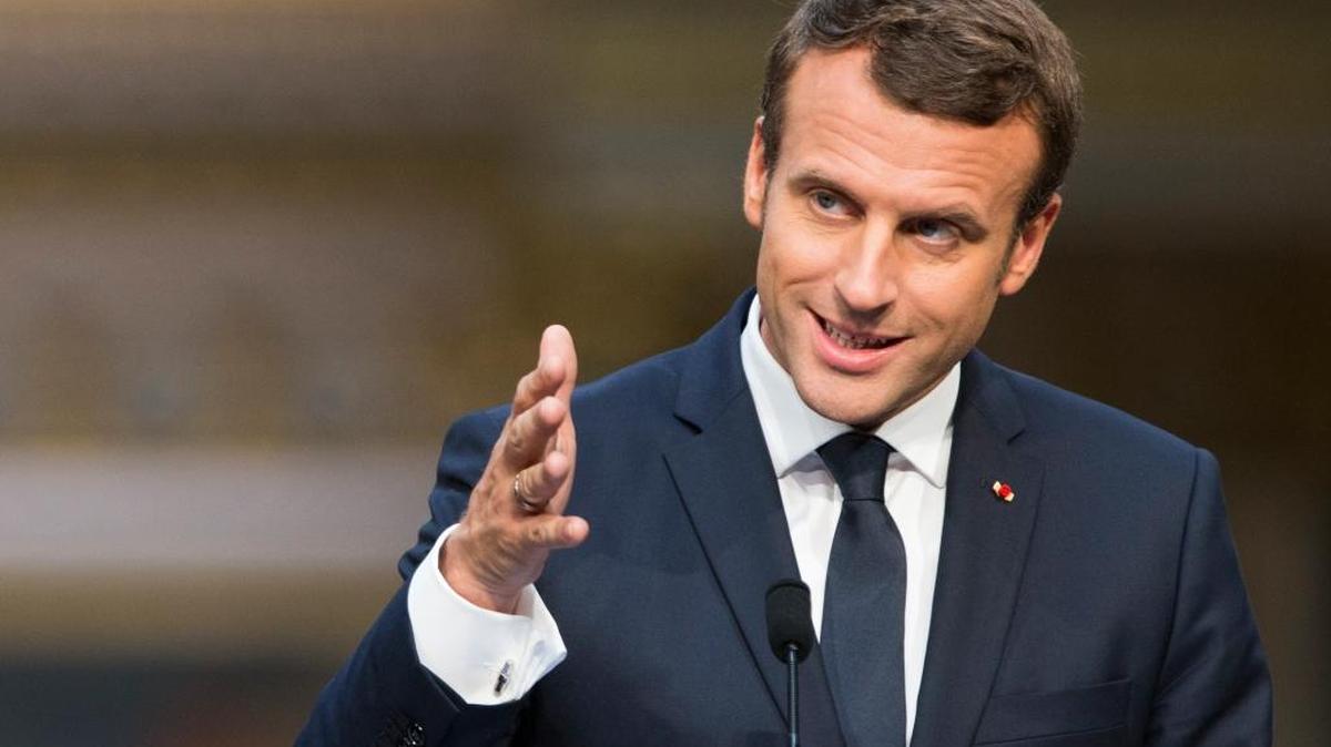 El presidente francés, Emmanuel Macron, en una conferencia de prensa en el Palacio de Versailles el 29 de mayo.