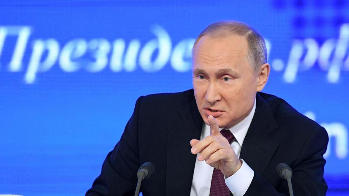 El presidente ruso, Vladímir Putin, interviene durante su rueda de prensa anual en Moscú (Rusia), el 23 de diciembre de 2016.