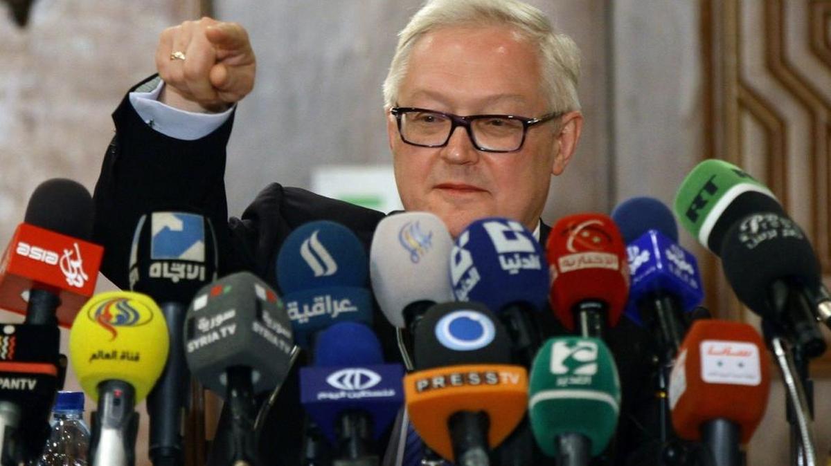 El viceministro de Relaciones Exteriores ruso, Serguei Ryabkov en una conferencia de prensa el 28 de junio de 2014 en Damasco.