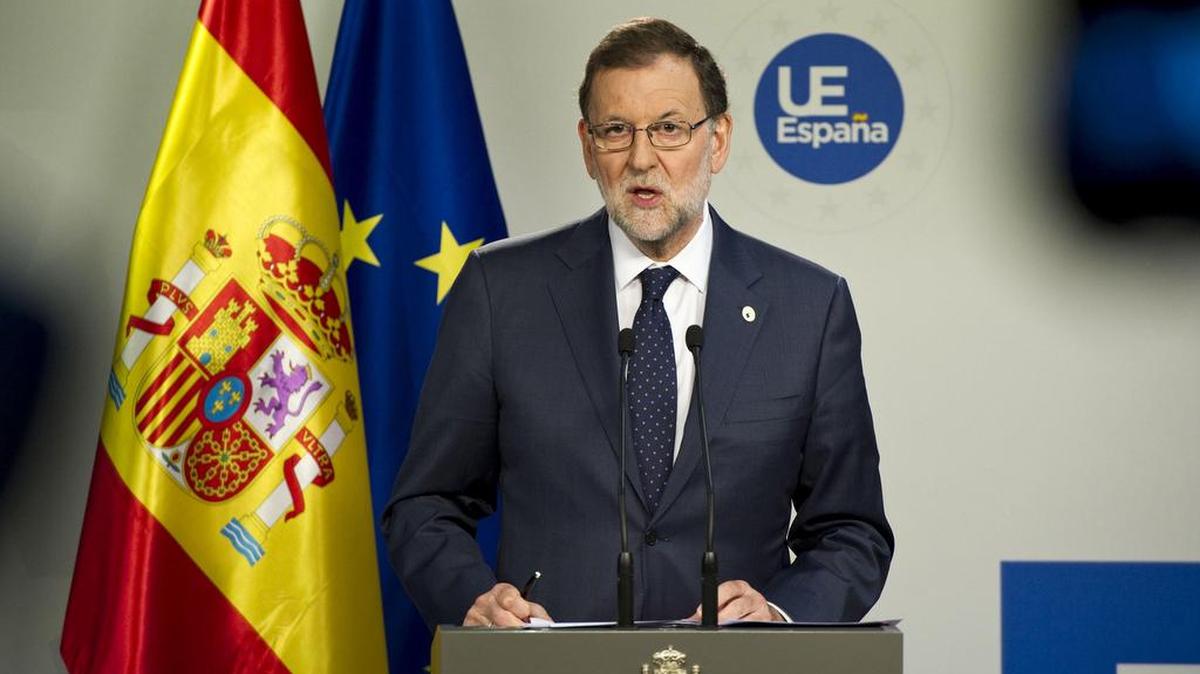 El presidente del Gobierno, Mariano Rajoy, durante la rueda de prensa ofrecida el martes en Bruselas, tras asistir a la reunión del Consejo Europeo.