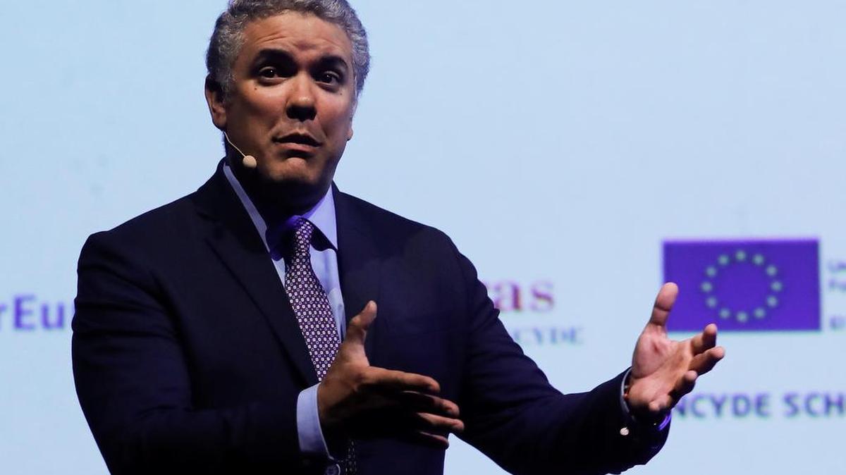 El presidente electo de Colombia, Iván Duque, durante su participación en una reunión internacional sobre innovación tecnológica y economía circular, celebrada en Madrid, en la que ha prometido "cero tolerancia" frente a la violencia que sufren líderes sociales en su país y ha expresado su "total rechazo" a los asesinatos de estos dirigentes cívicos.