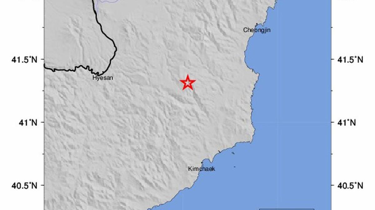 Mapa de la Agencia Geológica de EEUU que muestra el lugar donde se detectó un sismo el sábado en Corea del Norte.