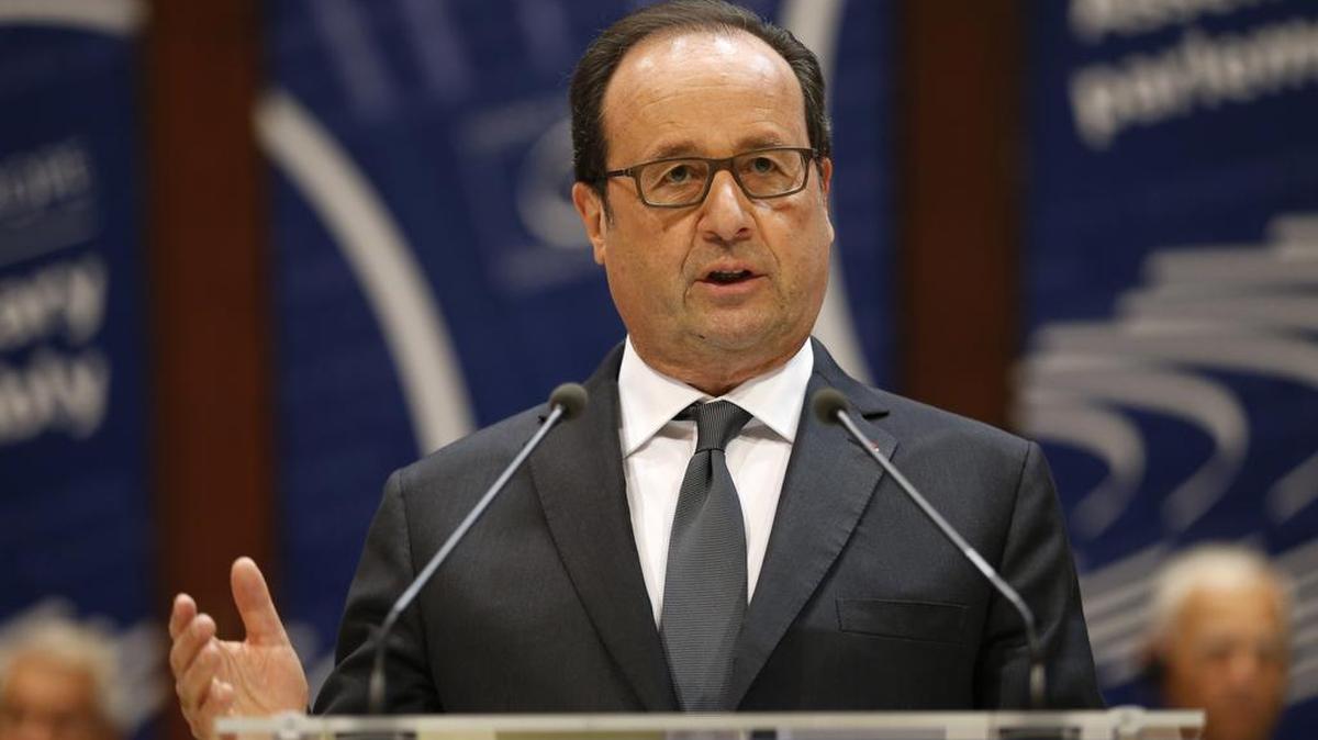 El presidente francés Francois Hollande habla ante el Consejo de Europa el martes en Estrasburgo.