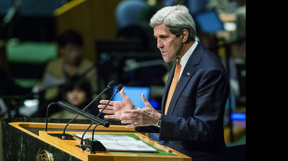 
El secretario de Estado de EEUU, John Kerry, durante su intervención en la apertura de la Conferencia de Revisión del Tratado de No Proliferación (TNP), que se celebra en la sede de Naciones Unidas.
