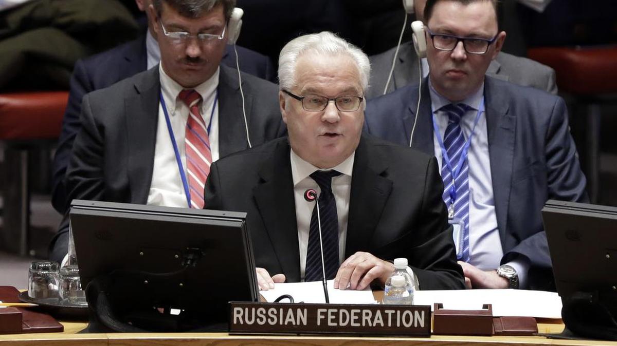 Vitaly Churkin en una reunión de las Naciones Unidas el 2 de febrero de 2017.