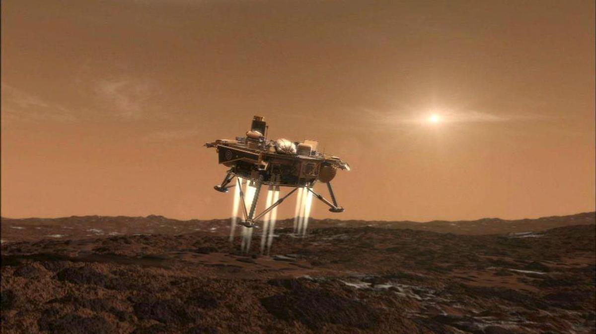 
Boceto sin fecha facilitada por la NASA que muestra la idea de un artista de cómo será el aterrizaje de una nave en la superficie de Marte.
