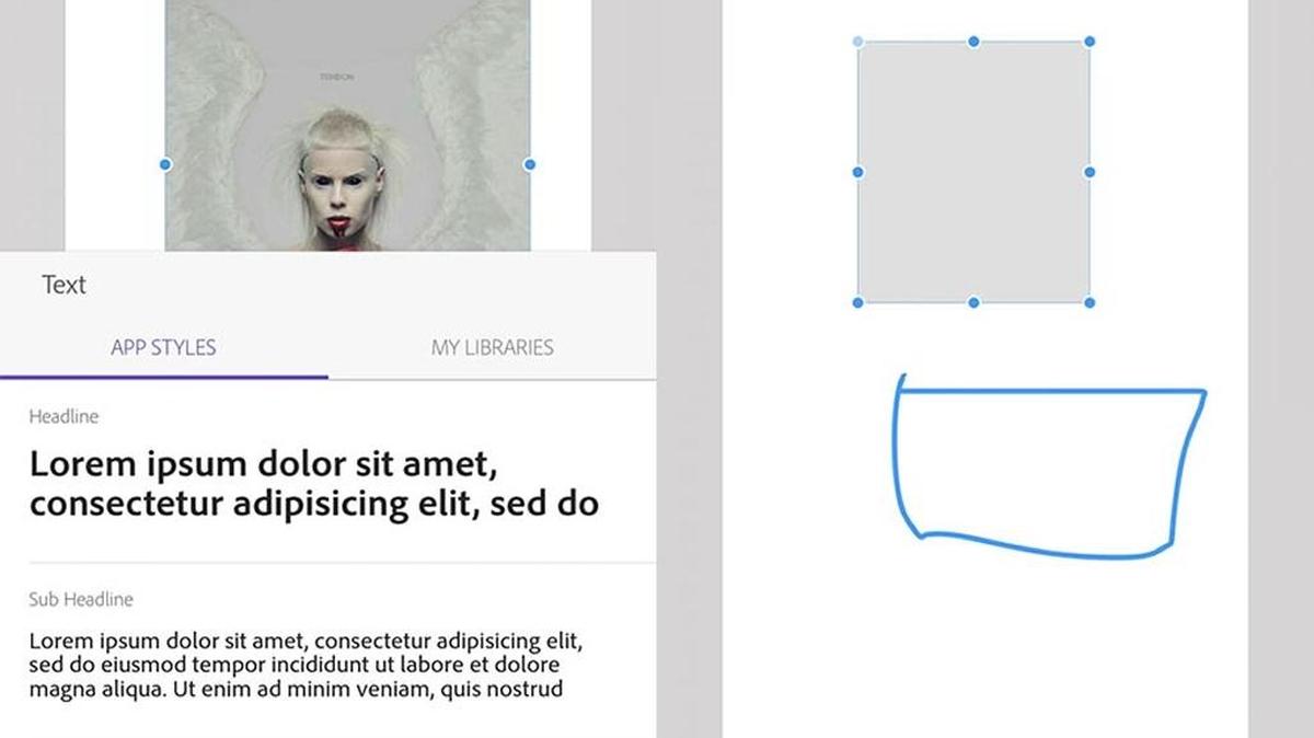 Con Adobe Comp se pueden crear composiciones de texto, figuras e imágenes.