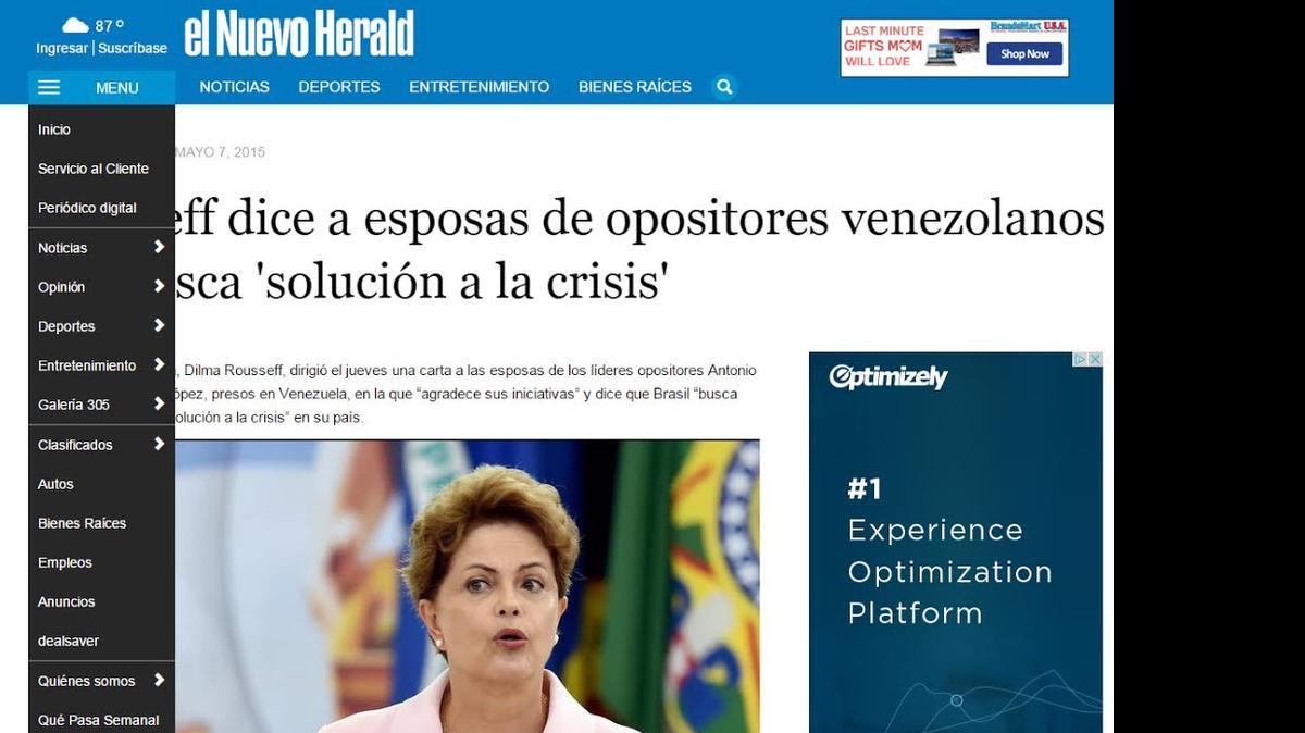 
Nueva barra de navegación para el www.elnuevoherald.com. 

