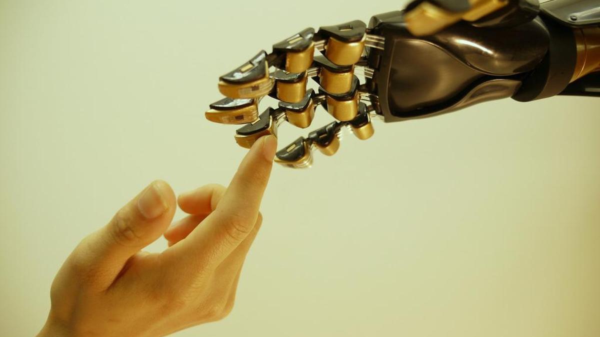 Mano robótica  fabricada por científicos de la Universidad de Stanford, California y cubierta por una especie de ‘piel’ artificial que podría ayudar a millones de personas.