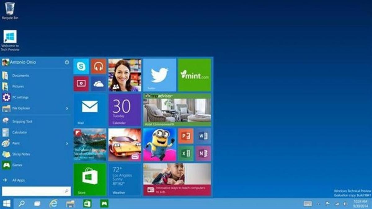 Captura de pantalla del nuevo Windows 10