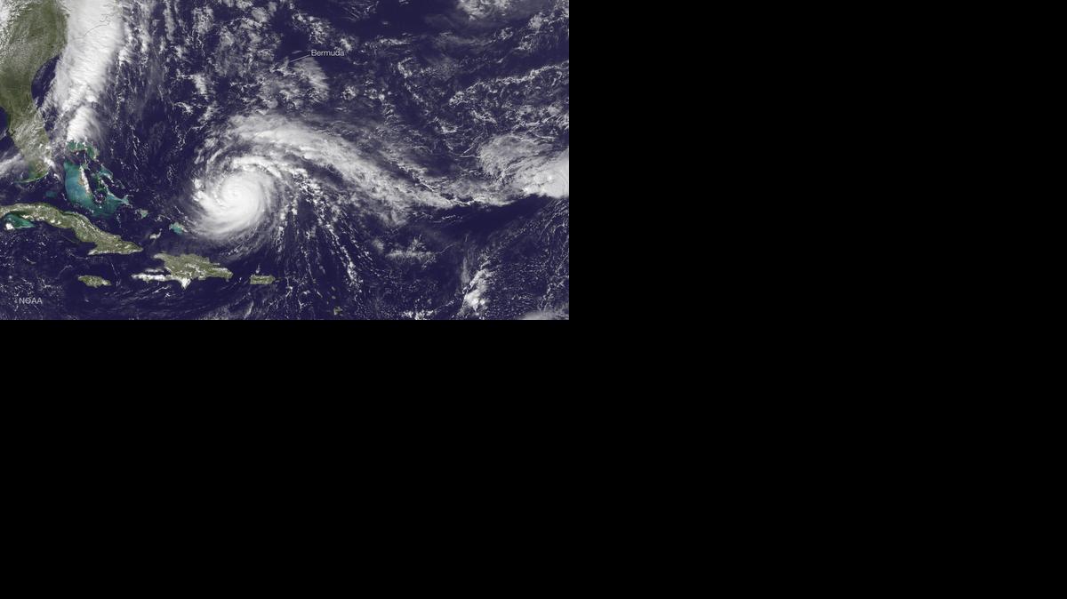 
El huracán Gonzalo cerca de las islas Bermudas , en esta imagen de satélite. 

