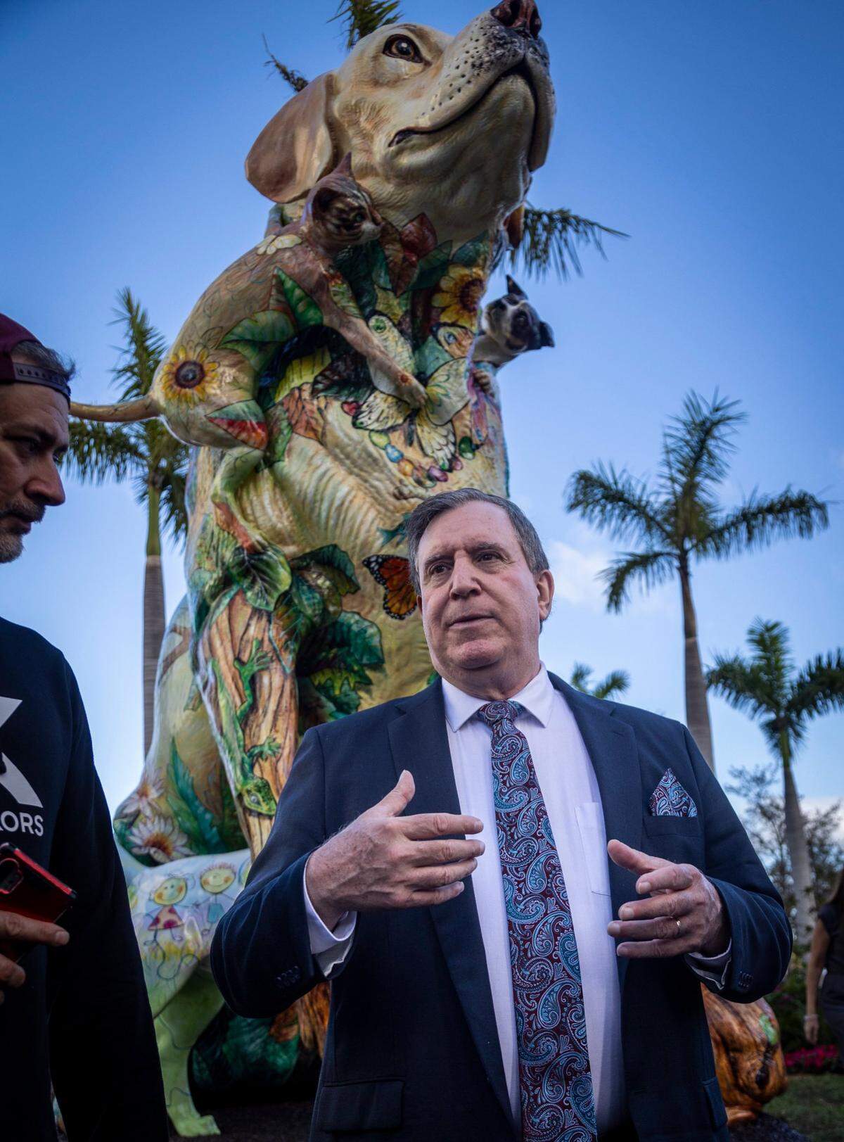 Miami Commissioner Joe Carollo in Maurice A. Ferré Park. Carollo is chair of the Bayfront Park Management Trust, which oversees the park. Neighbors are upset the city cut down one of the oldest trees in the park in July. Carollo says the tree was a tripping hazard and he has done a lot to make the park more accessible to all people.