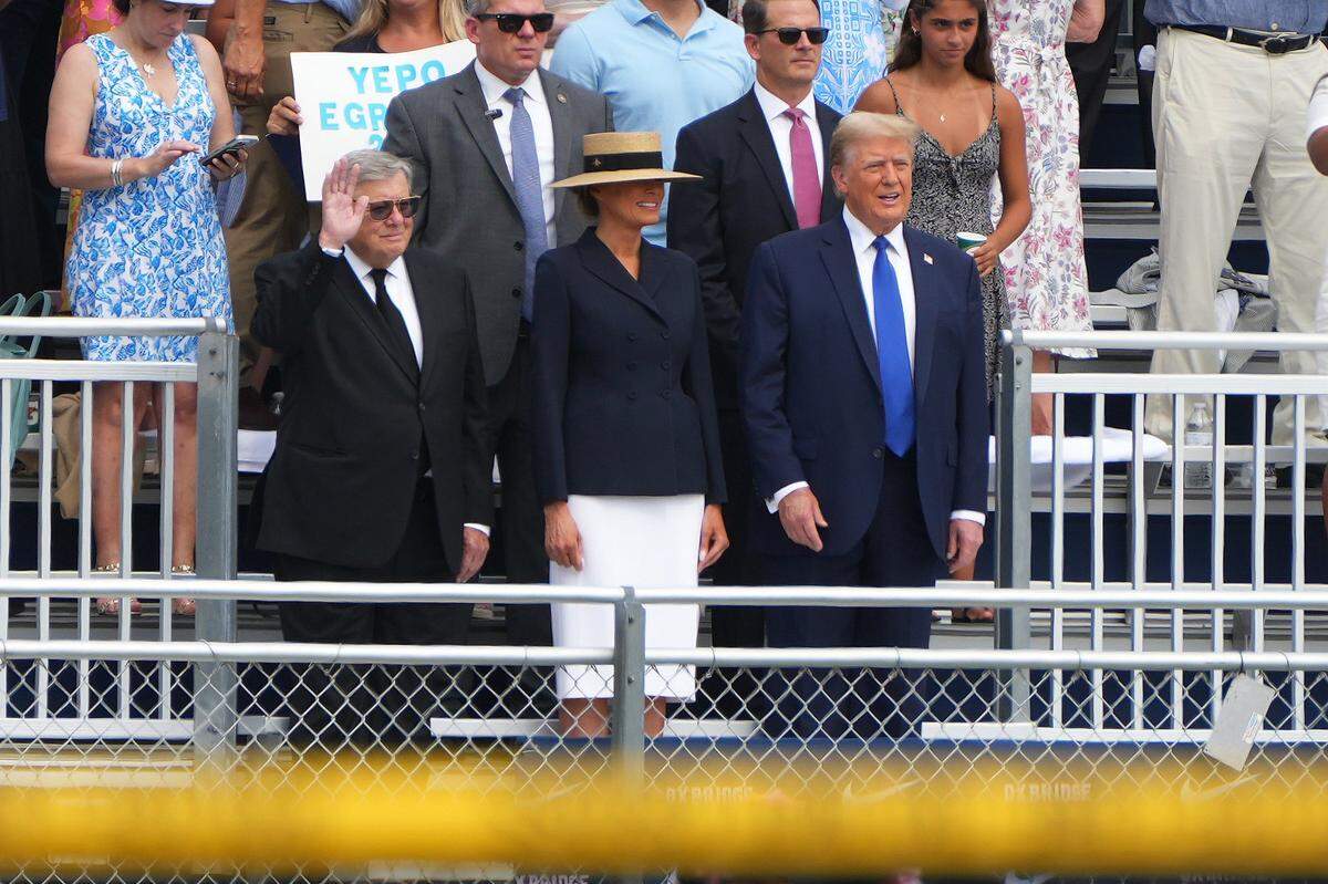 May 17, 2024; West Palm Beach, Florida, United States; Former President Trump and his wife Melania attend their son Barron’s high school graduation ceremony at Oxbridge Academy