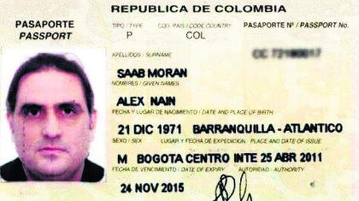 El pasaporte del empresario colombiano y operativo venezolano Alex Saab.
