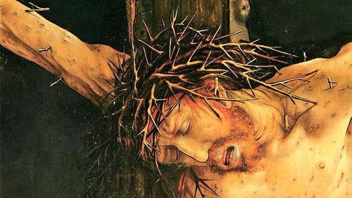 ‘La Crucifixión’ del retablo de Isemheim, Tabla al temple y óleo de Matthias Grünewald.