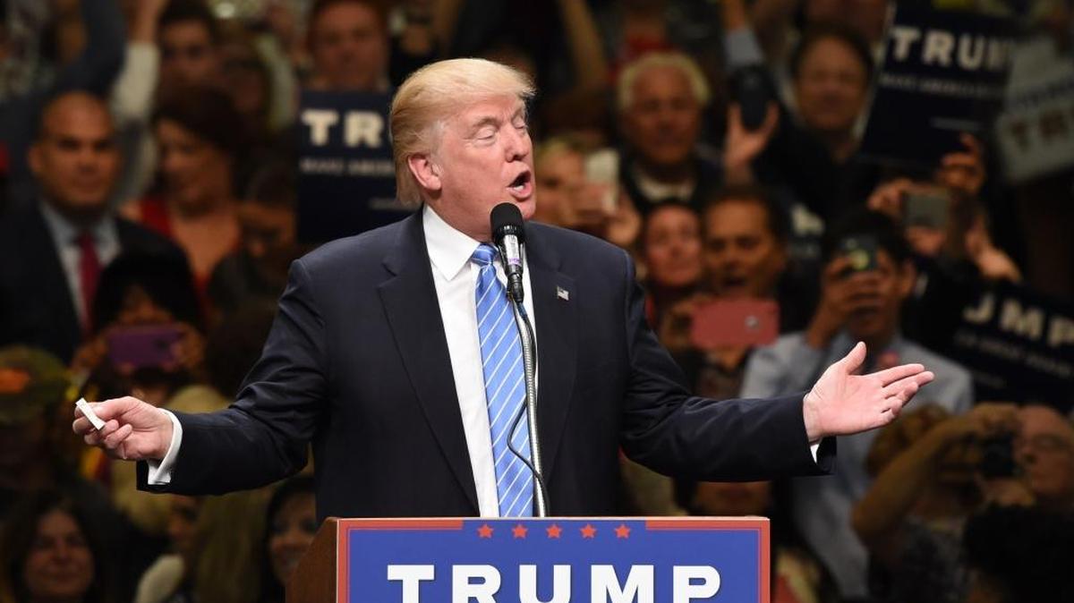El candidato republicano pronuncia un discurso en un evento celebrado el 25 de mayo en Anaheim, California. Trump ya ha superado la cantidad de delegados suficiente para recibir la nominación republicana a la presidencia.