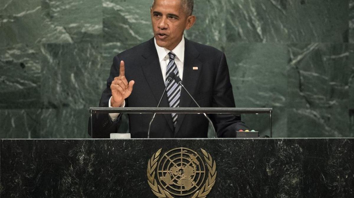 El presidente Barack Obama en un discurso en Naciones Unidas, Nueva York, el 20 de septiembre.