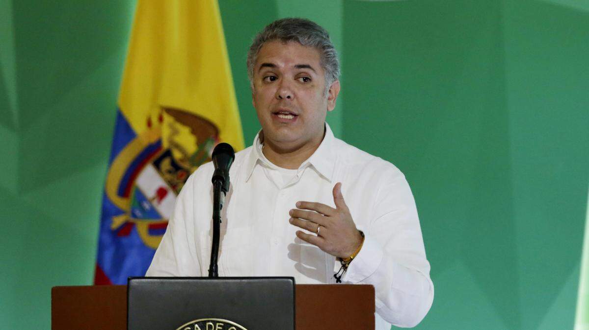 El presidente de Colombia, Iván Duque, habla durante la instalación del Congreso Anual de Confecámaras “Colombia 2022: Agenda Empresarial por un Nuevo País”, el jueves 13 de septiembre de 2018, en Cartagena, Colombia.
