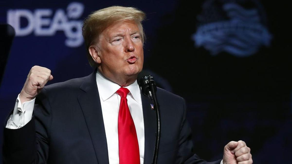 President Donald Trump speaks at the American Farm Bureau Federation convention in New Orleans, Monday, Jan. 14, 2019. (AP Photo/Gerald Herbert)