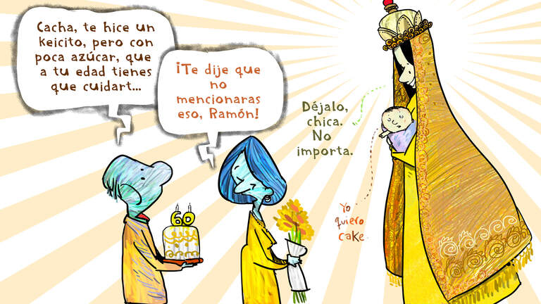 Cuidando a Cachita en su aniversario